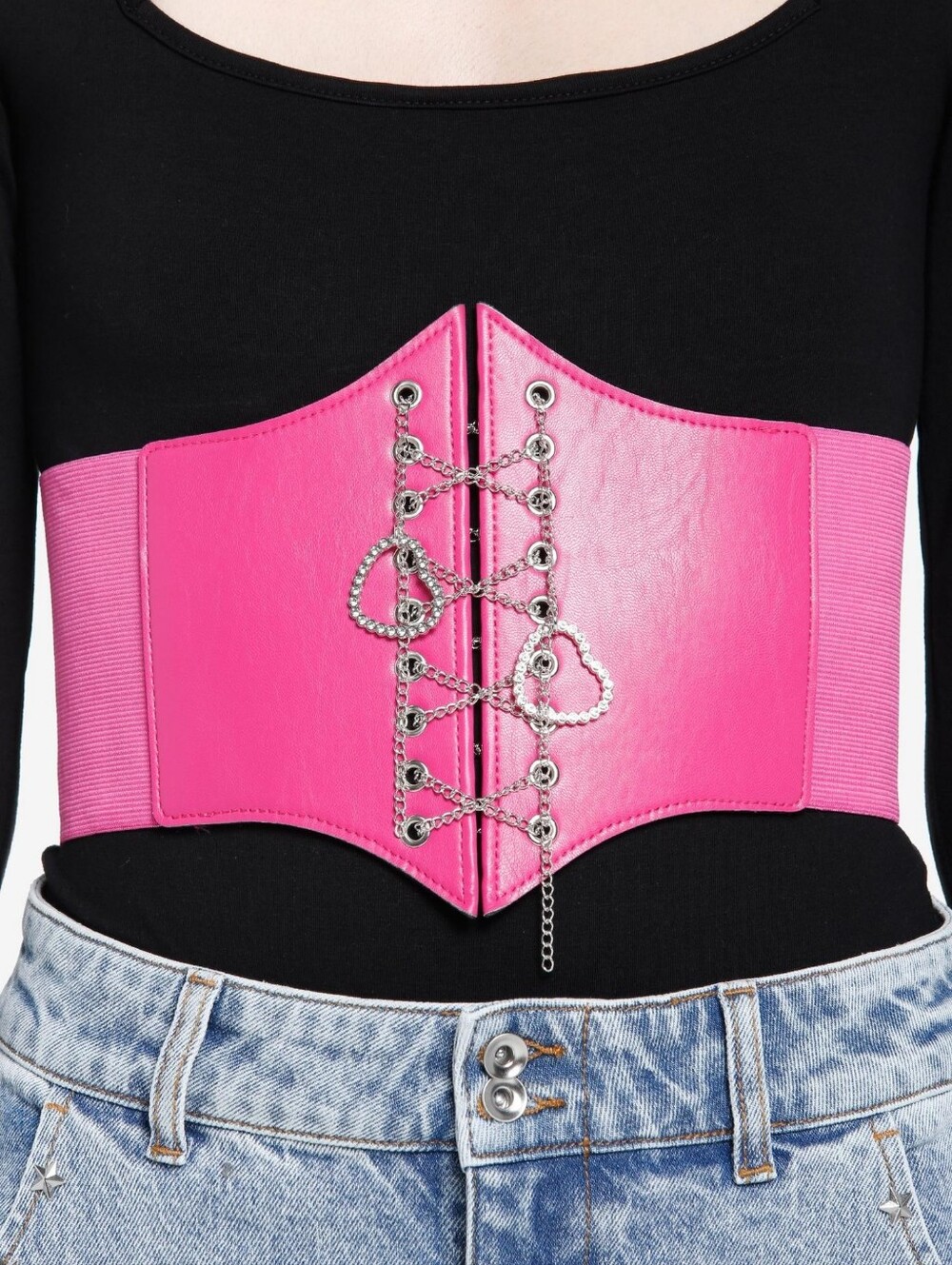 Hot Topic | Hot Pink Heart Bling Corset